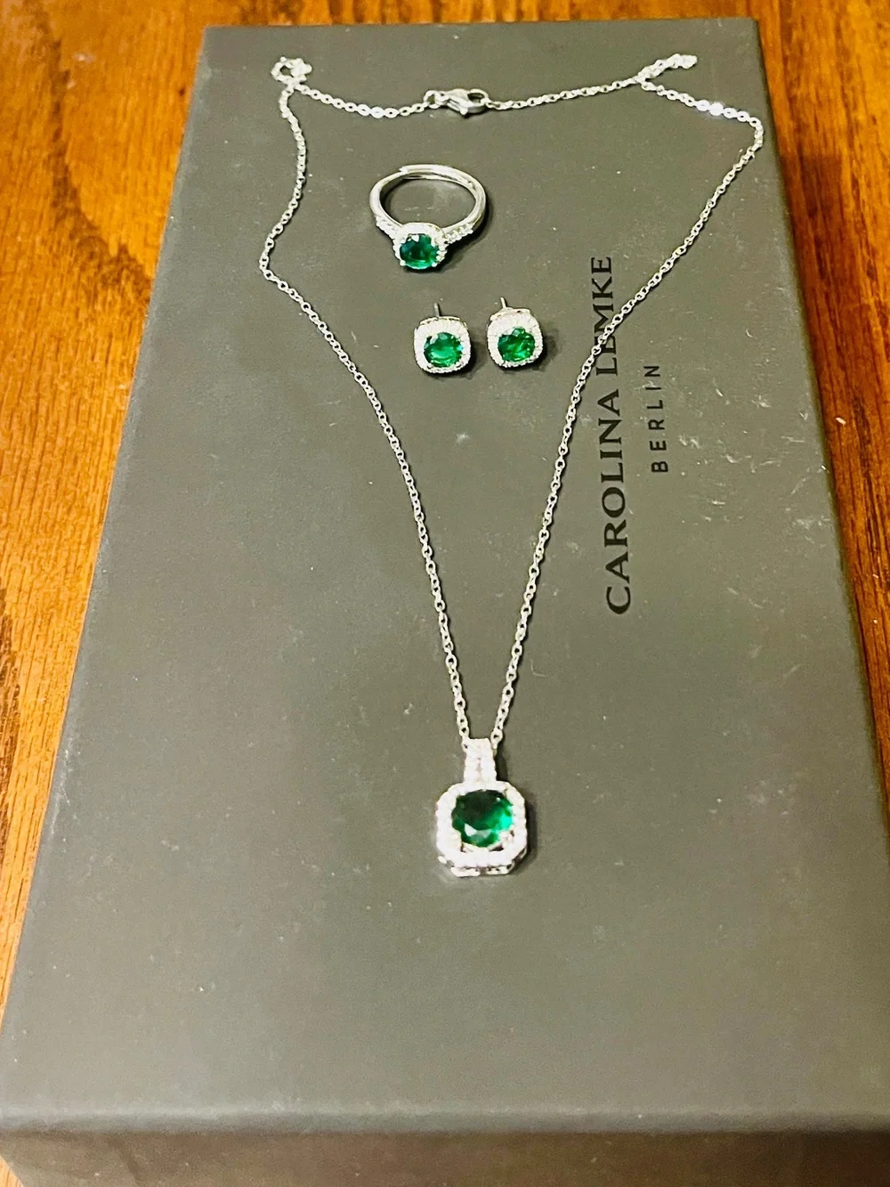 Emerald Green Necklace, Ring & Earring Set